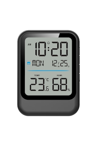 Youmex Siyah Dijital Oda Alarm Saati - Sıcaklık Nem Gösterici, Uyandırıcı Fonksiyonu, Kalender Ve Hafta Gösterimi, Plastik Kasa Pil Dahil Değil