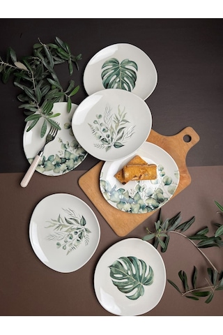 Tabak Evi Porselen Hoja Verde Pebble Pasta Takımı 19x21cm 6 Parça