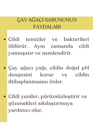 Aktif Akne Ve Sivilceler Için Doğal Çay Ağacı Sabunu Katkısız Sabun 100gr