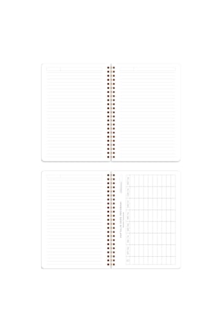 A5 Spiralli Karton Kapak 4'lü Set Çizgili Okul Defteri 80 Yaprak - Ders Programlı Kırmızı Pembe Aura Kurdele