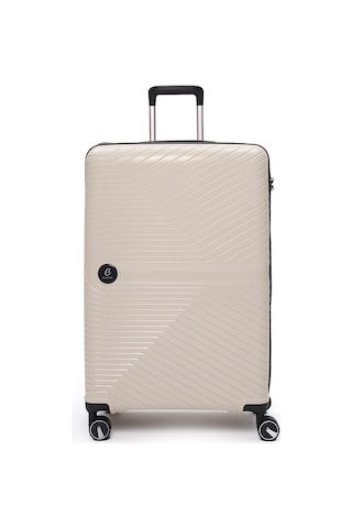 Elatae Exclusive Pro Polipropilen Kırılmaz 3'lü Valiz Seti Büyük - Orta Boy Ve Makyaj Çantası Bej - Antrasit 5239 Bej - Gri