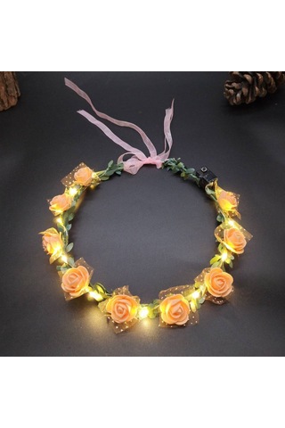 Suofeng Turuncu Islak Işık Led Sarımsak Çiçekli Sarmaşık Taç 9 Adet, Hızlı Yavaş Sürekli Aydınlatma, El Yapımı Diğer