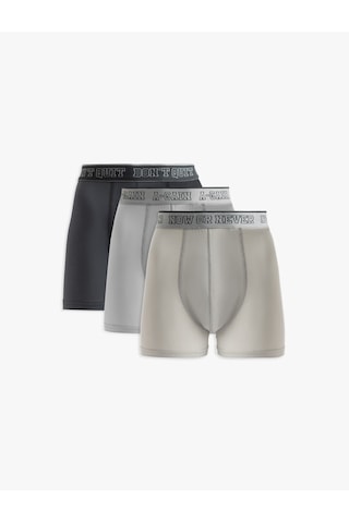 Koton Baskılı Bel Detaylı Pamuklu 3'lü Boxer Seti Gri 5slm90056mk Gri