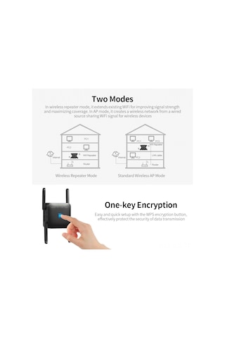 Gajeena Siyah 1200m Çift Frekanslı Wifi Sinyal Güçlendirici, Ap/repeater Modu, 4 Dış Anten, Wps Şifreleme, Avrupa Standartı
