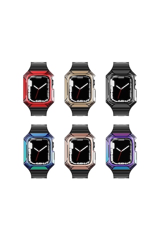 Apple Uyumlu Watch 40mm Zore Krd-88 Sert Pc Kasa Koruyuculu Silikon Kordon