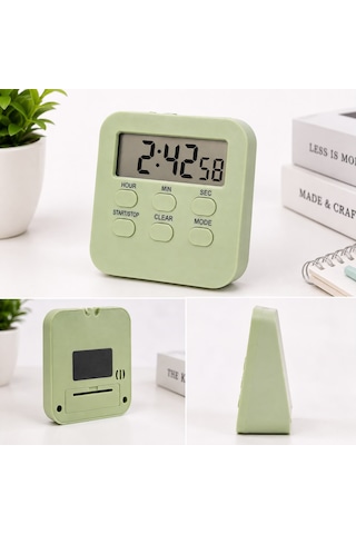 Yeşil Öğrenci Masaüstü Dijital Timer Alarmlı Geri Sayım, Kronometre Ve Saat Modu Büyük Lcd Ekran Manyetik Zamanlayıcı-dol288