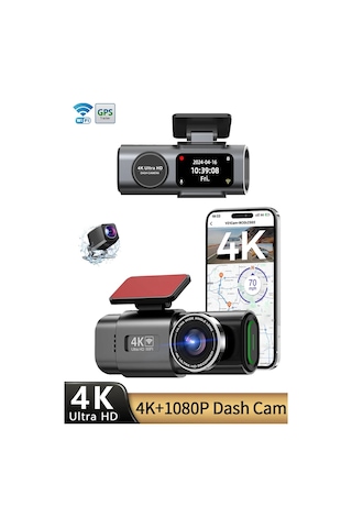 Mioji G300 Plus 4k Gps G-sensör Gece Görüşü Wifi Arka-ön Araç İçi Kamera 128gb Hafıza Kartı