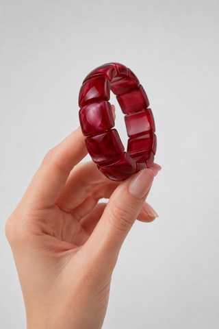 Bordo Bubble Form Bileklik