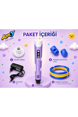 Anky Mor 3d Kalem 50+9 M Flament + Fan Hediyeli