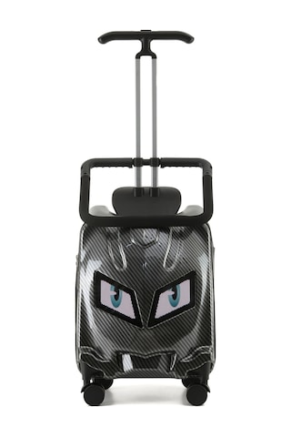 Göz Desenli Çocuk Valizi Binilebilir, Düşme Engelleyici Gri