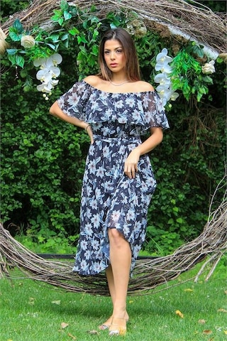 Dip Moda Kadın Madonna Yaka Şifon Elbise Dpnb10037 Siyah