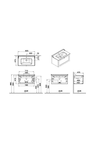 VitrA Root Classic 68806 Lavabo Dolabı, Tek Çekmeceli, 80 Cm, Mat Mat Beyaz