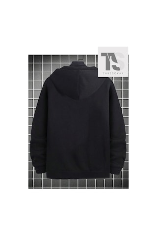 Tarzsokak 23 Logo Sweatshirt Fermuarlı Hırka Siyah