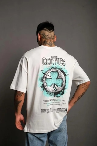 Vexor Erkek Sırt Baskılı T-shirt - Beyaz
