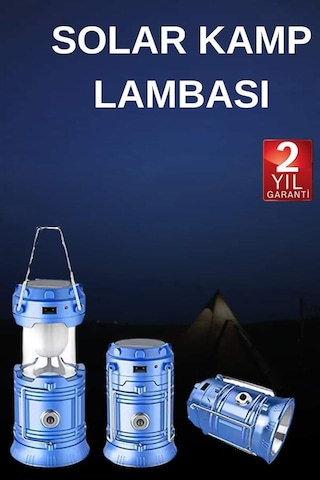 Solar - 326 - Şarjlı Kamp Lambası Güneş Enerjili Kızaklı Kamp Feneri Çadır Feneri - Csmo-tex - Led Işıldak