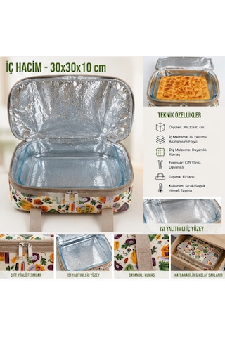 Borcam Termal Çantası-yemek Çantası-30 Cm Kare-352 Çok Renkli