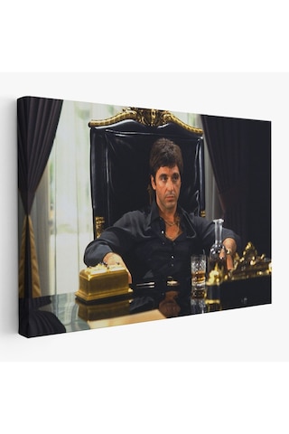 Es10 Özel Tasarım, Dekortif BaskıScarface Alpacino İtalyan Mafya Kanvas Tablo-5137 (35 x 50)