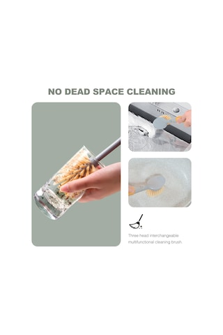 Mutfak Temizlik Temelleri 3'ü 1 Arada Bulaşık Fırçası Seti 2 Başlıklı Bambu Saplı B Diğer