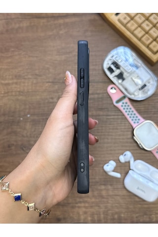 Redmi Note 13 Pro 4g Uyumlu Premium Deri Dokulu Darbelere Karşı Dayanıklı Nazal Silikon Kılıf Siyah