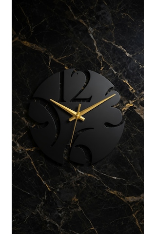 Dekoratif Sessiz Siyah Metal Duvar Saati 47x47cm Metal Telefon Tutacağı Hediyeli