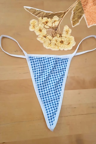 Anastasia String Tanga Külot - Küçük Kare Desen Mavi Ans103 Mavi