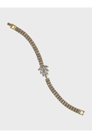 Arnes Jewelry Çelik Zirkon Taşlı Su Yolu Bileklik Gold - Silver Ar567nes Ar621nes Gold