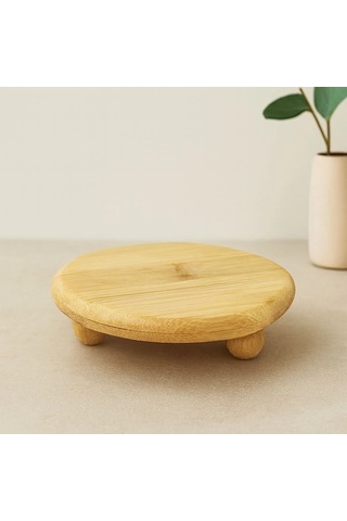 Hubrendy Tedarik Bambu Sunum Tabağı Ayaklı 11x11 Cm
