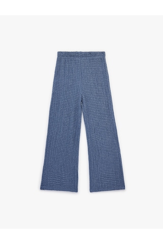Koton Beli Lastikli Dokulu Geniş Paça Pantolon Lacivert 6skg40018ak Lacivert