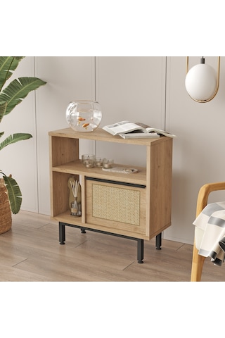 Robin Home Lidya Yan Sehpa Komodin Kapaklı Metal Ayaklı Uv Baskı