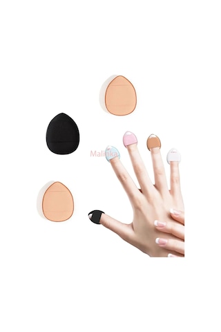 Melien Mini Üçgen Parmak Makyaj Süngeri Siyah - Ten 3'lü