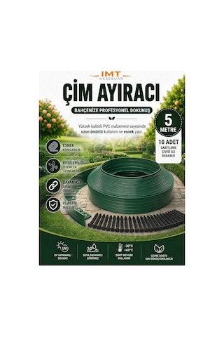 Esnek Pvc Çim Ayırıcı Bahçe Peysaj Düzenleyici 5 Metre Yeşil Çim Sınırlayıcı Esnek Plastik Taş Toprak Ayraç Bariyer Peyzaj Bordürü