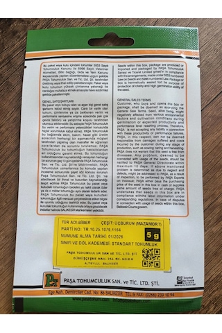 Paşa Tohumculuk Biber Tohumu Mazamort Üçburun 5 Gr