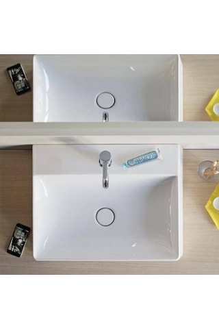 Duravit - Durasquare Tezgah Üstü Lavabo Batarya Banklı 60 Cm Beyaz - 2353600071- Beyaz