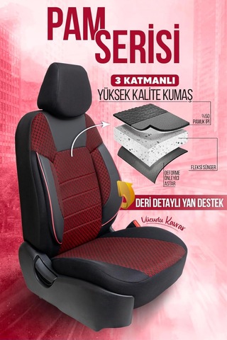 Pam Serisi Oto Koltuk Kılıfı Bordo