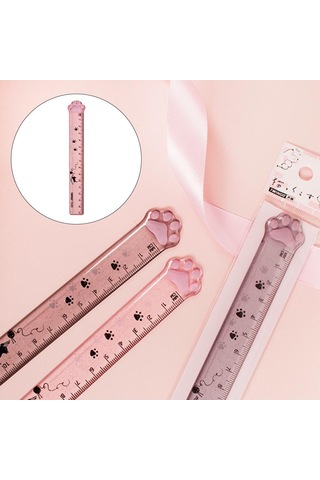 Dolıty Sevimli Öğrenci Cetveli Kedi Pençe Şeklinde Pembe