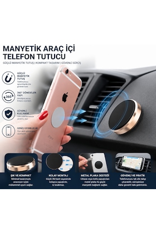 Volkswagen T-roc Manyetik Araç İçi Telefon Tutucu Yapışkanlı Dashboard Telefon Standı, Metal Plakalı