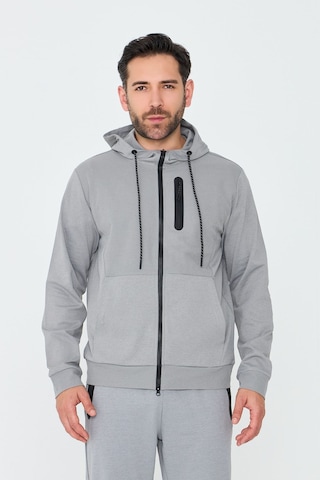 White Stone Gri Kapüşonlı Fermuarlı Erkek Sweatshirt Grey