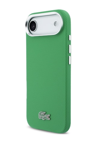 Apple iPhone 17 Air Kılıf Lacoste Lisanslı M-safe Uyumlu Pvc Pike Desenli İkonik Timsah Logolu Kapak Yeşil