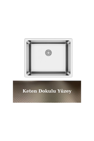 Asil As 359 40.50 Radus Tezgah Altı Keten Doku 304 Paslanmaz Çelik Eviye Inox