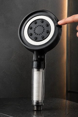 Ymv Filtreli Duş Başlığı Seti 150 Cm Pvc Hortum Ayarlanabilir Duş Askısı 3 Lü Banyo Seti Siyah