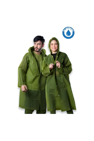 Kadın Erkek Yağmurluk Kapüşonlu Çıtçıtlı Eva Koyu Yeşil Asker Yeşili Yağmurluk Bymmrc881r1 Haki
