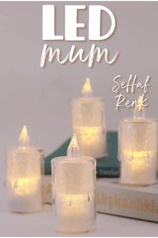 4 Adet Eriyen Mini Led Mum Seti Pilli Dumansız Alevli Ledli Dekoratif Yapay Mum Dekor Işığı 6cm Beyaz