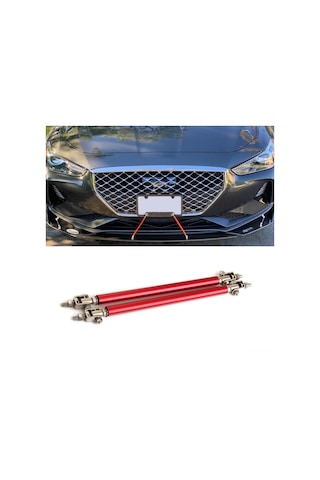 Shineyee Kırmızı Karbon Fiber & Paslanmaz Çelik Genişletilebilir Ön Spoiler Geliştirici Çubuğu, Açısına Uygun Montaj, 100mm, Çift Paket