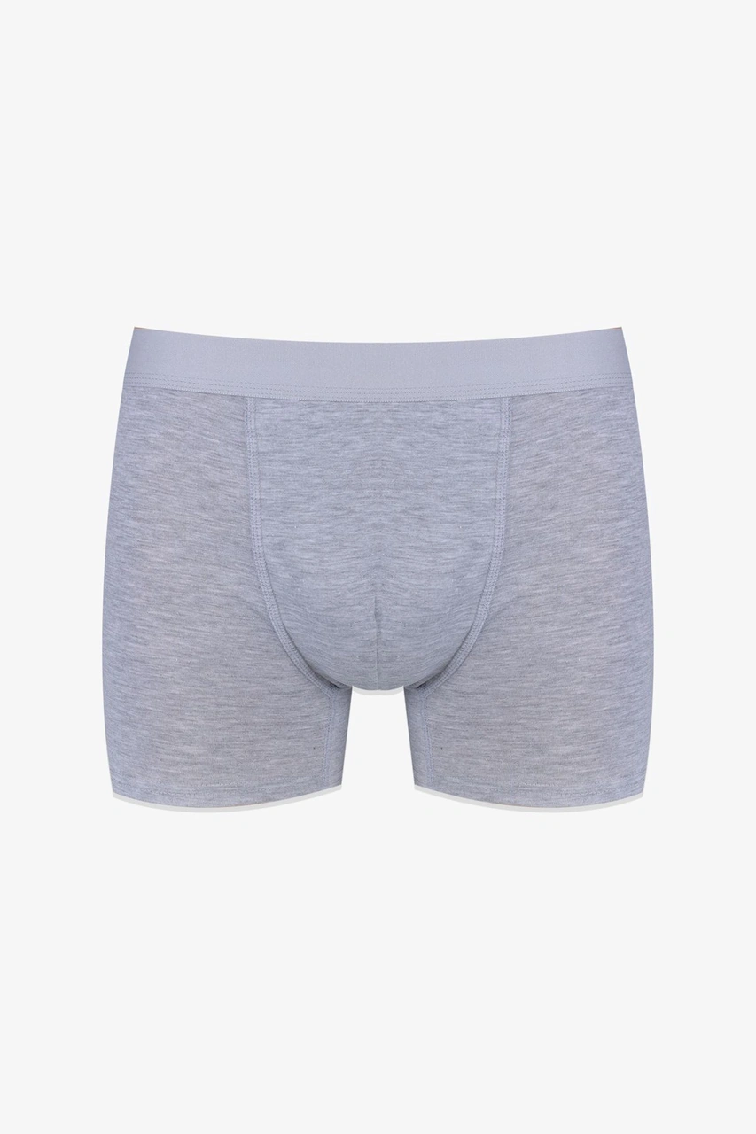 Erkek 2'li Pamuklu Likralı Boxer Ko9178 Gri - Siyah