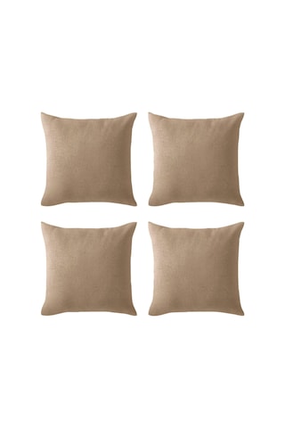 Kırlent Kılıfı 4'lü Set - Gizli Fermuarlı - Kadife Dokulu,bej 43 X 43 Diğer