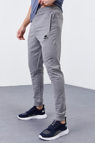 Tommy Life Gri Melanj Fermuar Cepli Dar Kalıp Jogger Erkek Eşofman Alt - 84343 GB MELANJ
