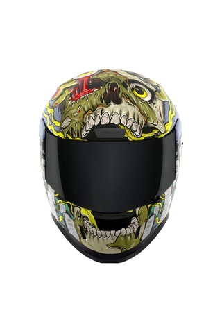 Icon Airform Dead Serious Mıps Kapalı Motosiklet Kaskı Siyah Gri Yeşil Siyah - Gri