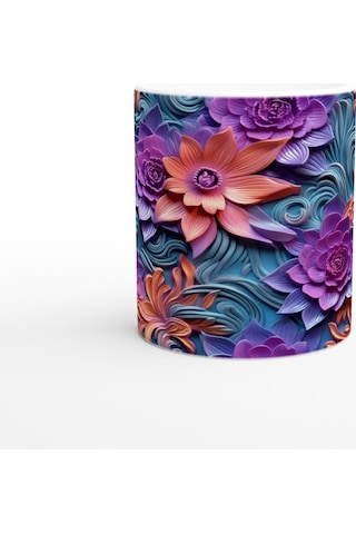 Büyülü Akşam Işığı Çiçek Desenli Kupa Bardak Karışık Renkli