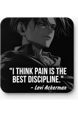 Anime Severlere Özel Attack On Titan Levi Desenli Hediye Seti Levi Termos, Levi Kupa, Levi Bardak Altlığı