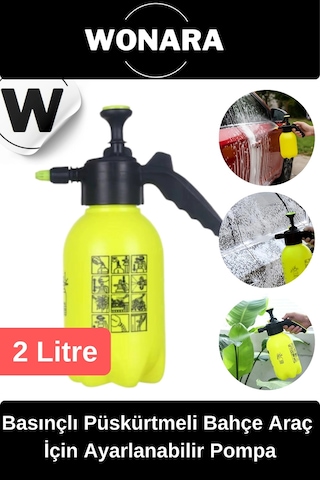 Ergonomik Ayarlanabilir Basınçlı Püskürtmeli 2 Litre Profesyonel Bahçe Araç Temizleme Pompası